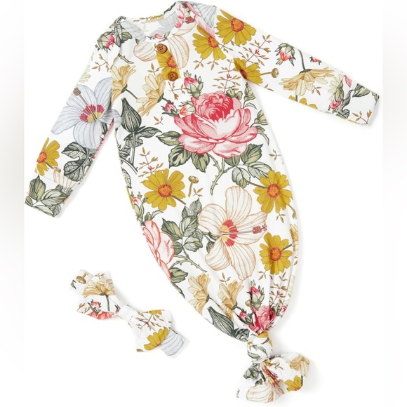 PatPat Other - New PatPat Floral Baby bamboo nightgown with Headband
